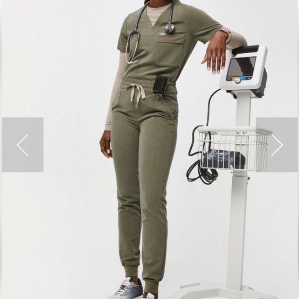 Figs Olive Green Drawstring Jogger Scrub Pants